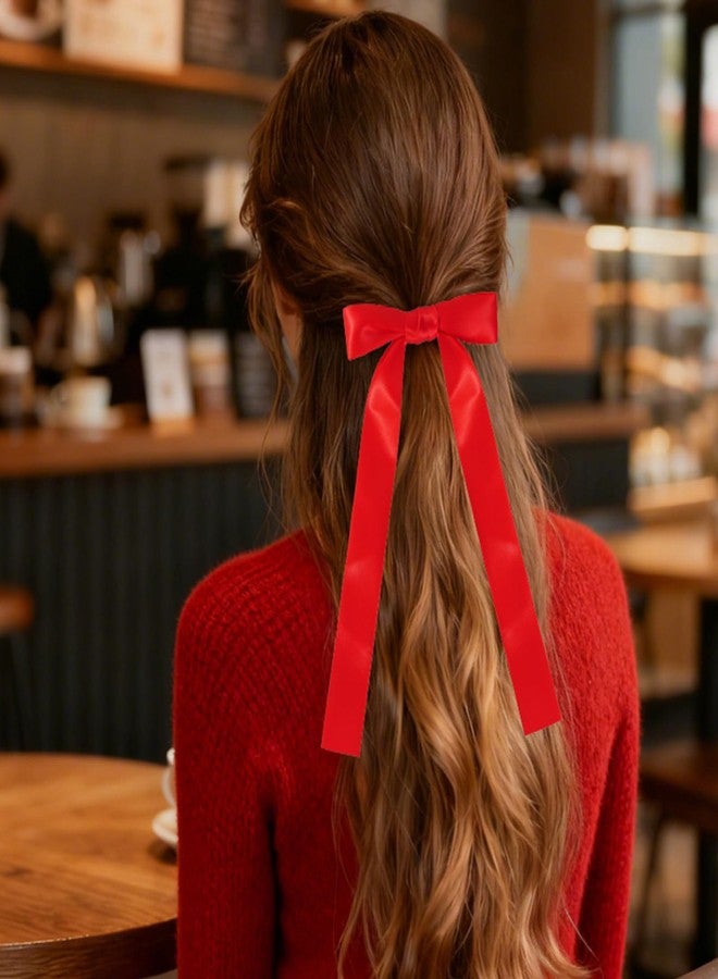 Fengek 30 Pcs Red Cheer Bows Bulk, Long Red Hair Bows for Girls and Women - Hair Ties for Cheerleading, Daily Wear & School Outfits - Image 5